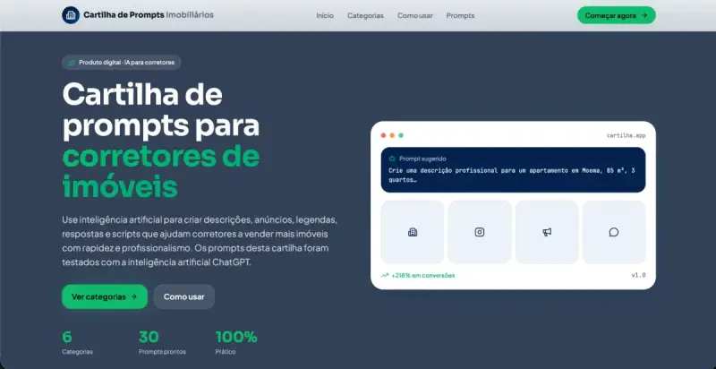 Prévia 1 da Cartilha de Prompts para Corretores de Imóveis