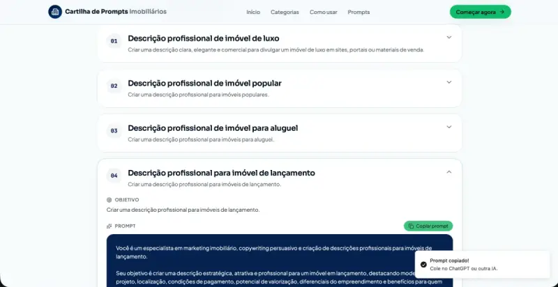 Prévia 4 da Cartilha de Prompts para Corretores de Imóveis
